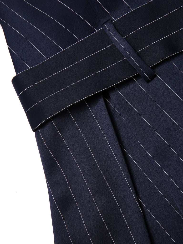 [Prevendita] Abito a righe plissettato con cintura blu anni '60