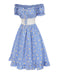 [Prevendita] Abito a margherita plaid spalle scoperte blu anni '50