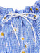 [Prevendita] Abito a margherita plaid spalle scoperte blu anni '50