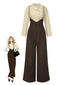 2PCS Camicetta in cotone e pantaloni con bretelle anni '30