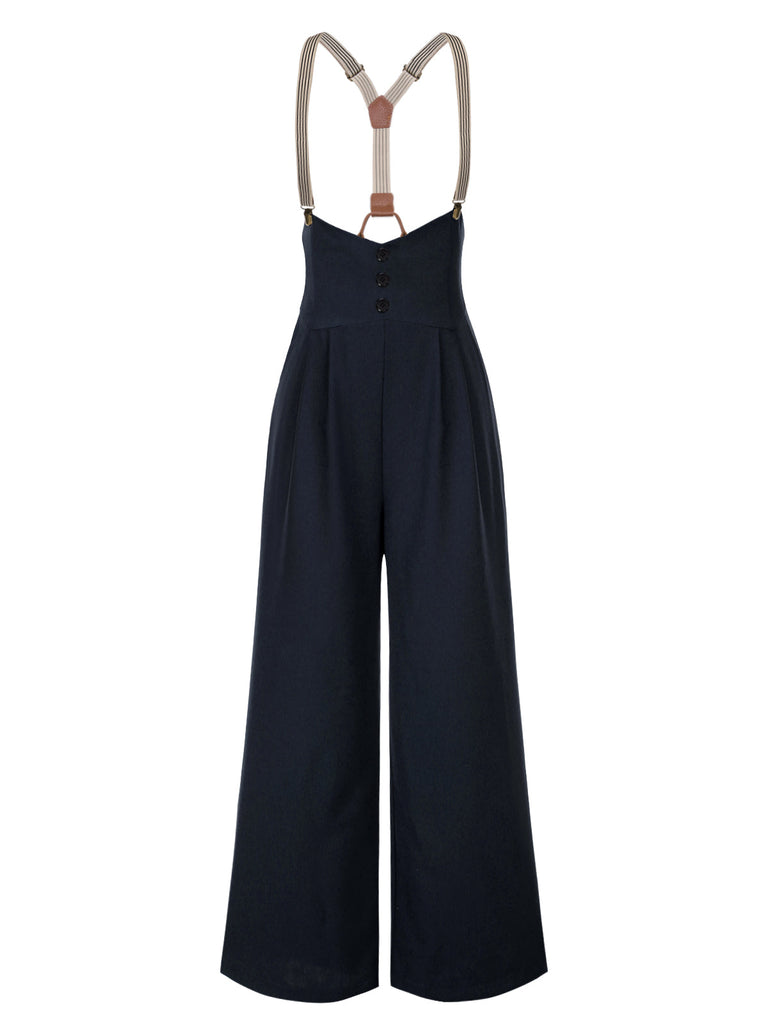 [Prevendita] Pantaloni con bretelle e bottoni blu scuro anni '50