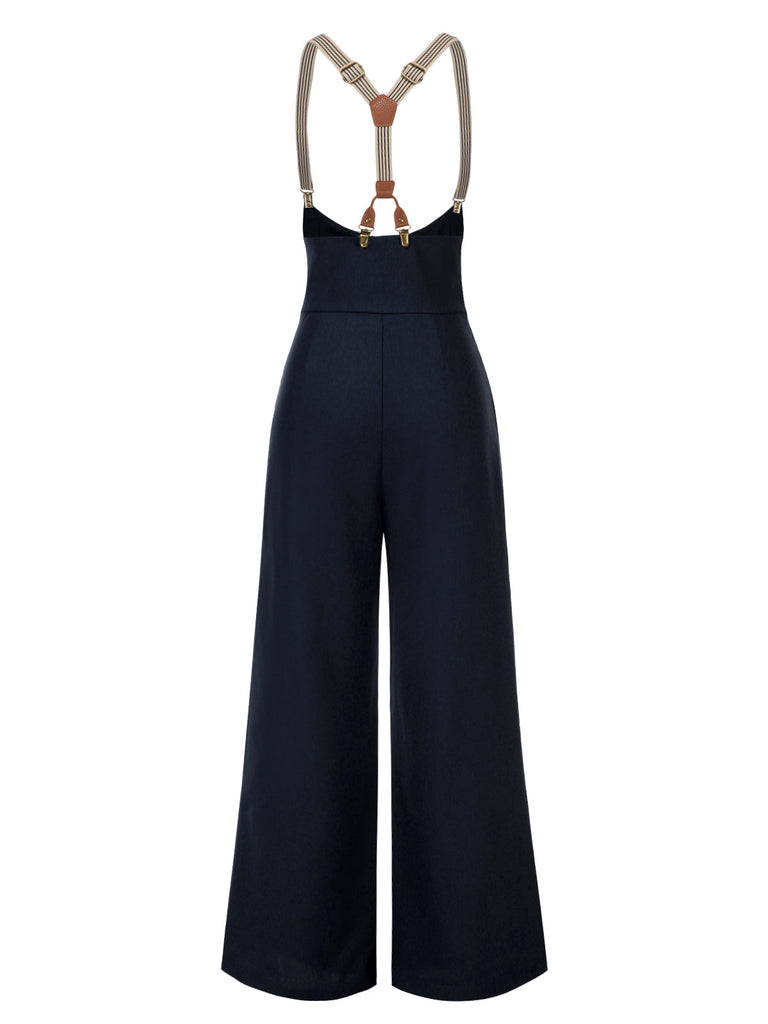 [Prevendita] Pantaloni con bretelle e bottoni blu scuro anni '50