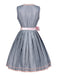 2PCS Abito floreale e grembiule ricamato in rete grigio-blu anni '50