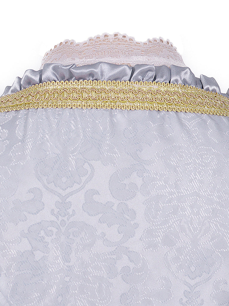 3PCS Top in pizzo floreale etnico e abito lacci grigio anni '50