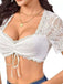 Top corto in pizzo con patchwork bianco anni '50