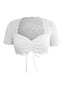 Top corto in pizzo con patchwork bianco anni '50