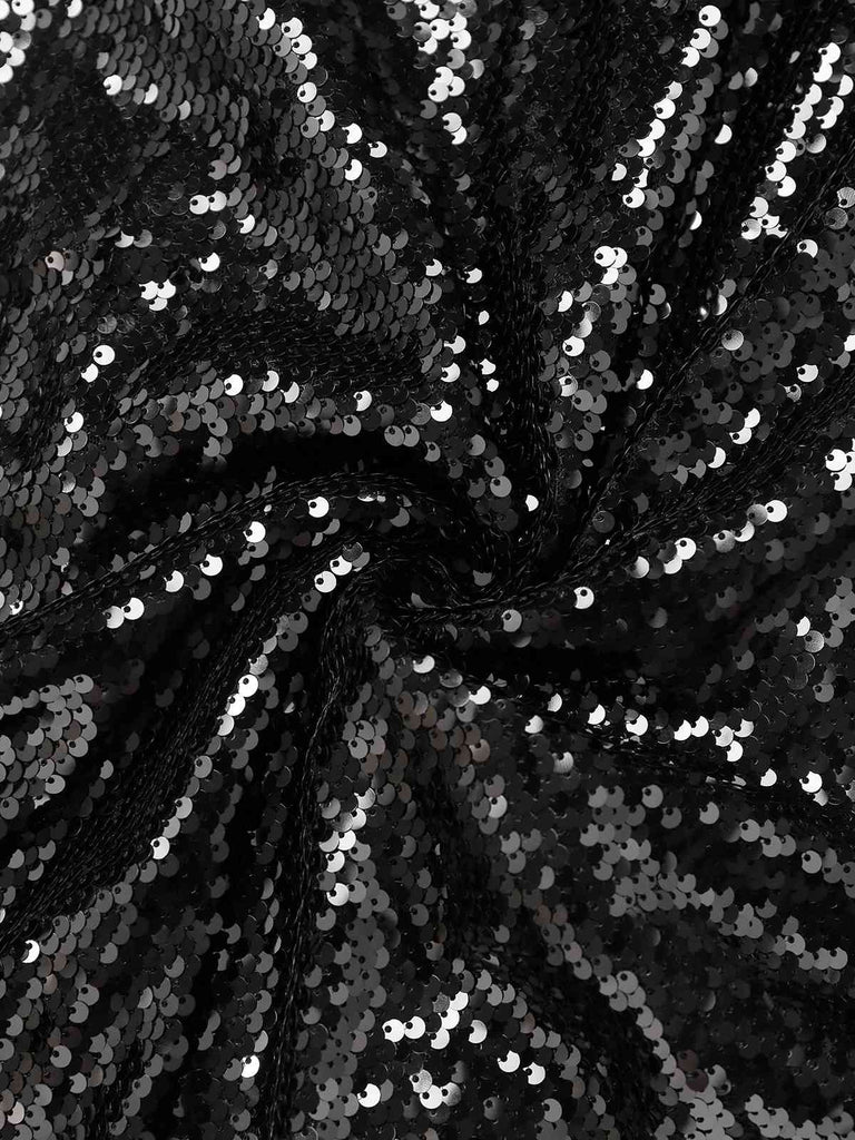 Abito con spalline sottili e paillettes annodate nero anni '30