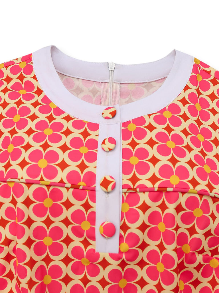[Prevendita] Abito con stampa floreale hippie arancione anni '60