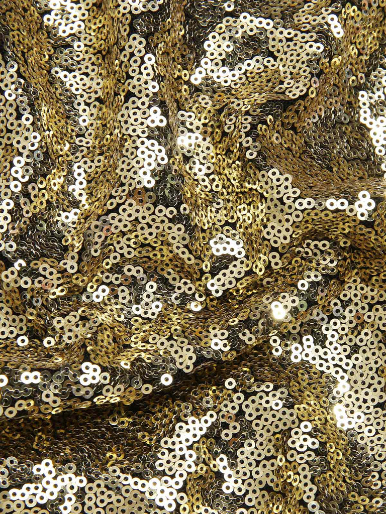 [Prevendita] Abito a ruota con paillettes e spalle scoperte oro anni '50