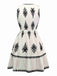 Abito floreale boho con scollo a V profondo bianco anni '70