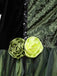 Abito da mago meraviglioso con fiori 3D verde anni '50