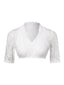 Top corto in pizzo floreale con scollo a V bianco anni '50