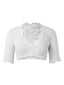 Top corto in pizzo floreale con scollo a V bianco anni '50