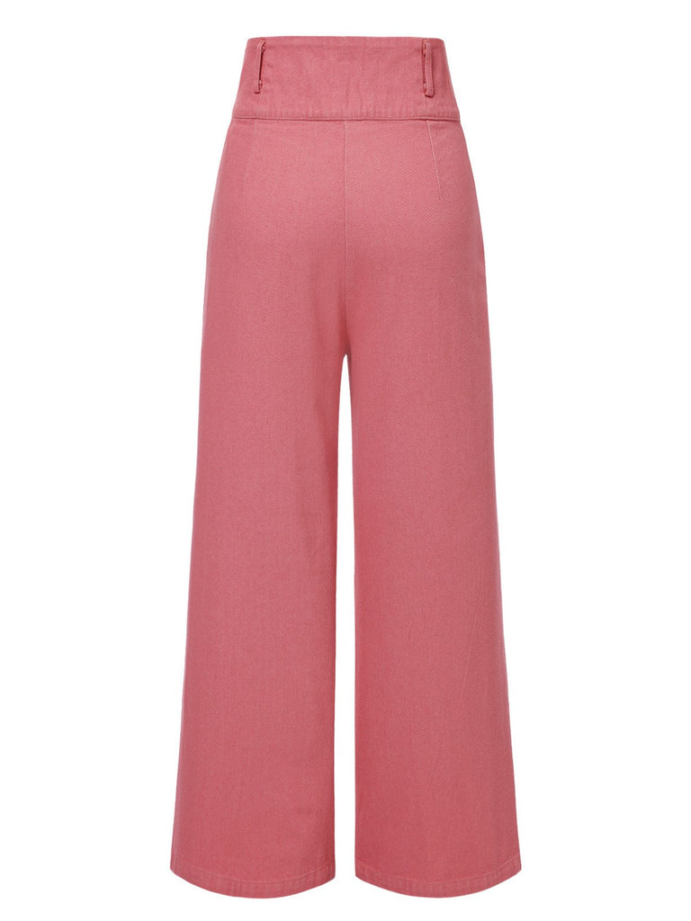 [Prevendita] Pantaloni rosa in cotone con bottoni a rose anni '50