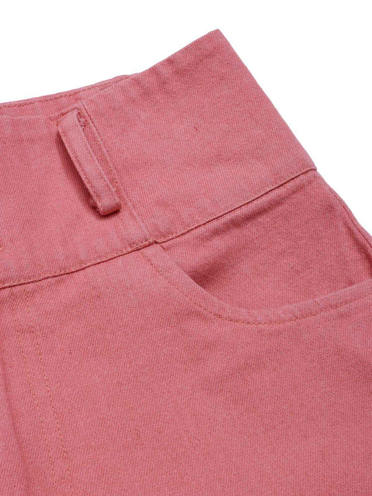 [Prevendita] Pantaloni rosa in cotone con bottoni a rose anni '50