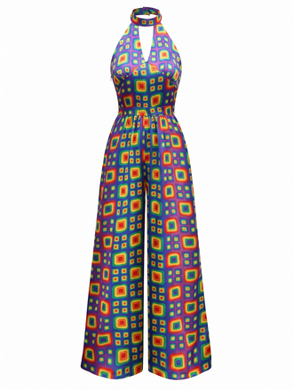 [Prevendita] Tuta lunga hippie geometrica viola anni '60