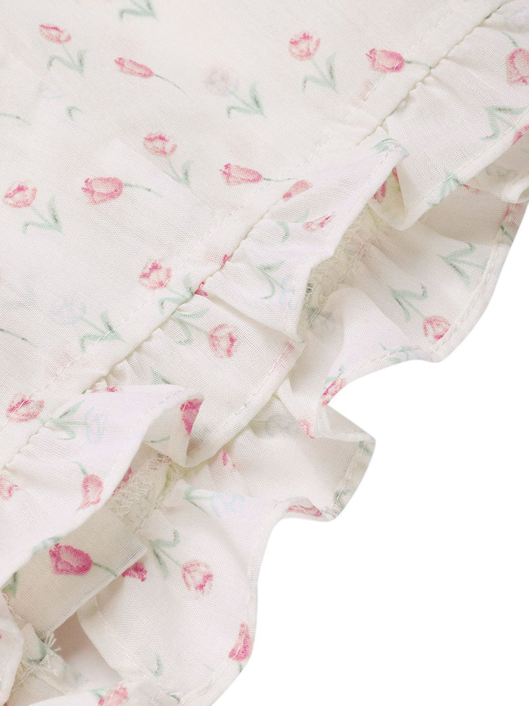 [Prevendita] Camicetta a tulipano e revers a balze rosa anni '40