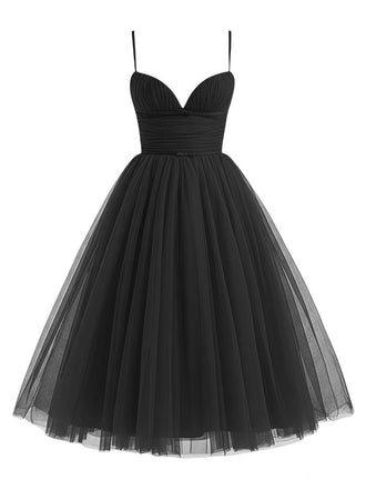 Abito in rete arricciata con scollo a cuore anni '50