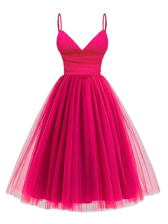 Abito in rete arricciata con scollo a cuore anni '50