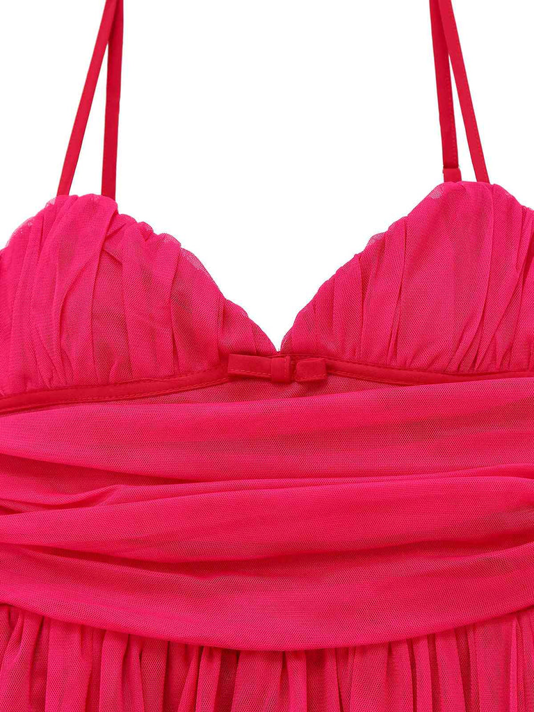 Abito in rete arricciata con scollo a cuore anni '50