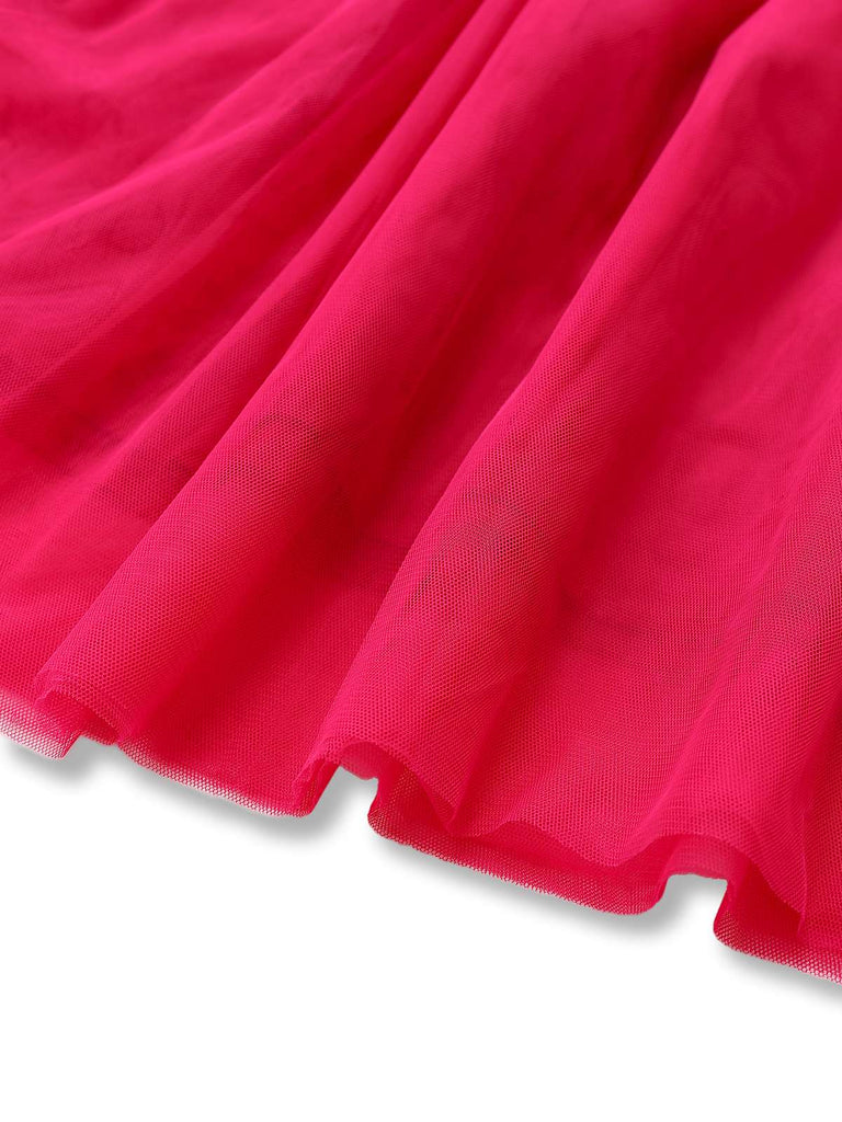 Abito in rete arricciata con scollo a cuore anni '50