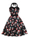 Abito con teschio e rose Halloween nero anni '50