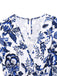 Tuta corta floreale blu-bianca-porcellana con cintura anni '50