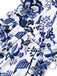 Tuta corta floreale blu-bianca-porcellana con cintura anni '50