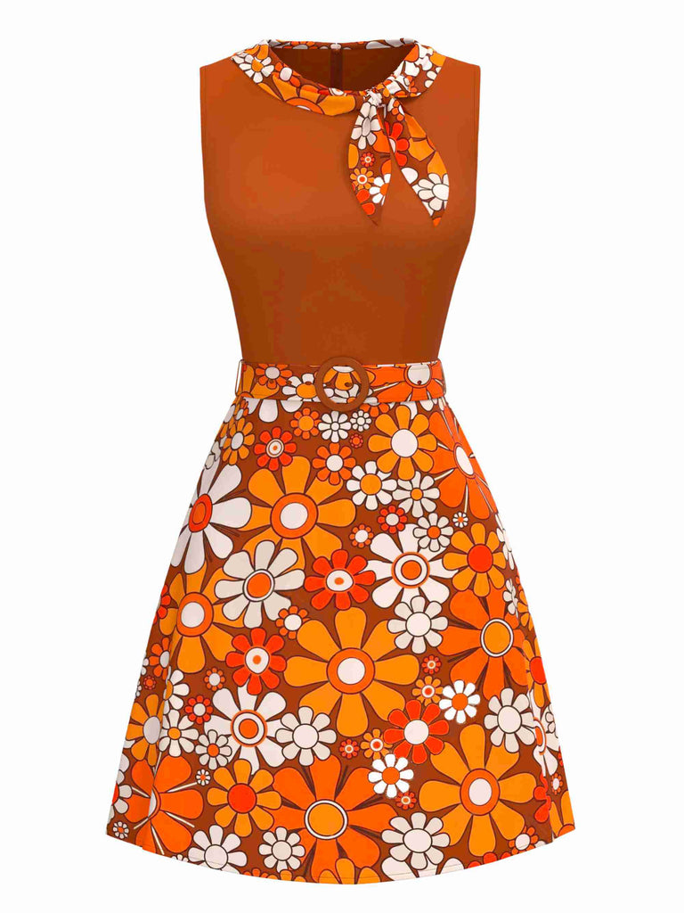 [Prevendita] Abito boho psichedelico floreale arancione anni '60