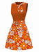 [Prevendita] Abito boho psichedelico floreale arancione anni '60