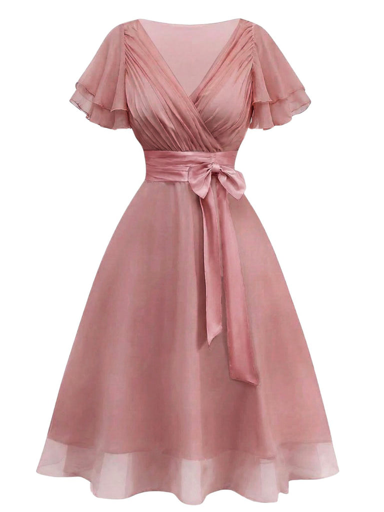 [Prevendita] Abito da cocktail in tulle in raso rosa anni '50