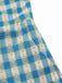 Tuta corta floreale a quadri con fiocco blu anni '50