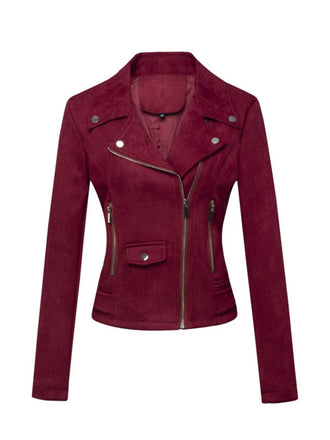 Giacca in pelle scamosciata con risvolto anni '80