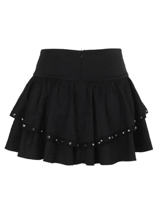 Gonna punk con lacci e bottoni in metallo nero anni '80