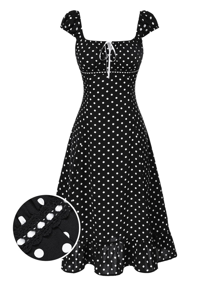 [Prevendita] Abito con volant a pois e scollo quadrato anni '40