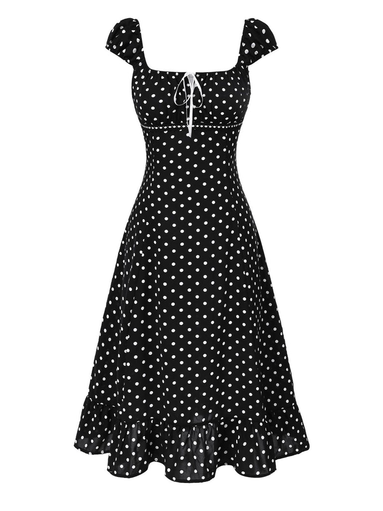 [Prevendita] Abito con volant a pois e scollo quadrato anni '40