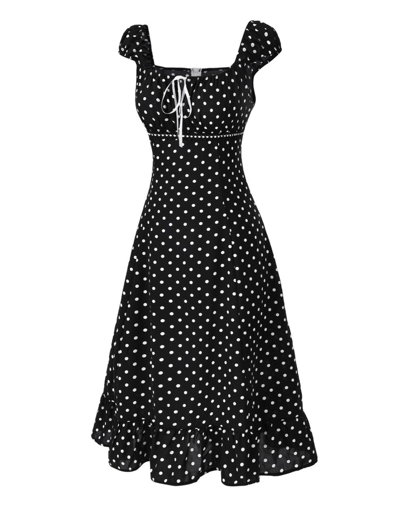 [Prevendita] Abito con volant a pois e scollo quadrato anni '40