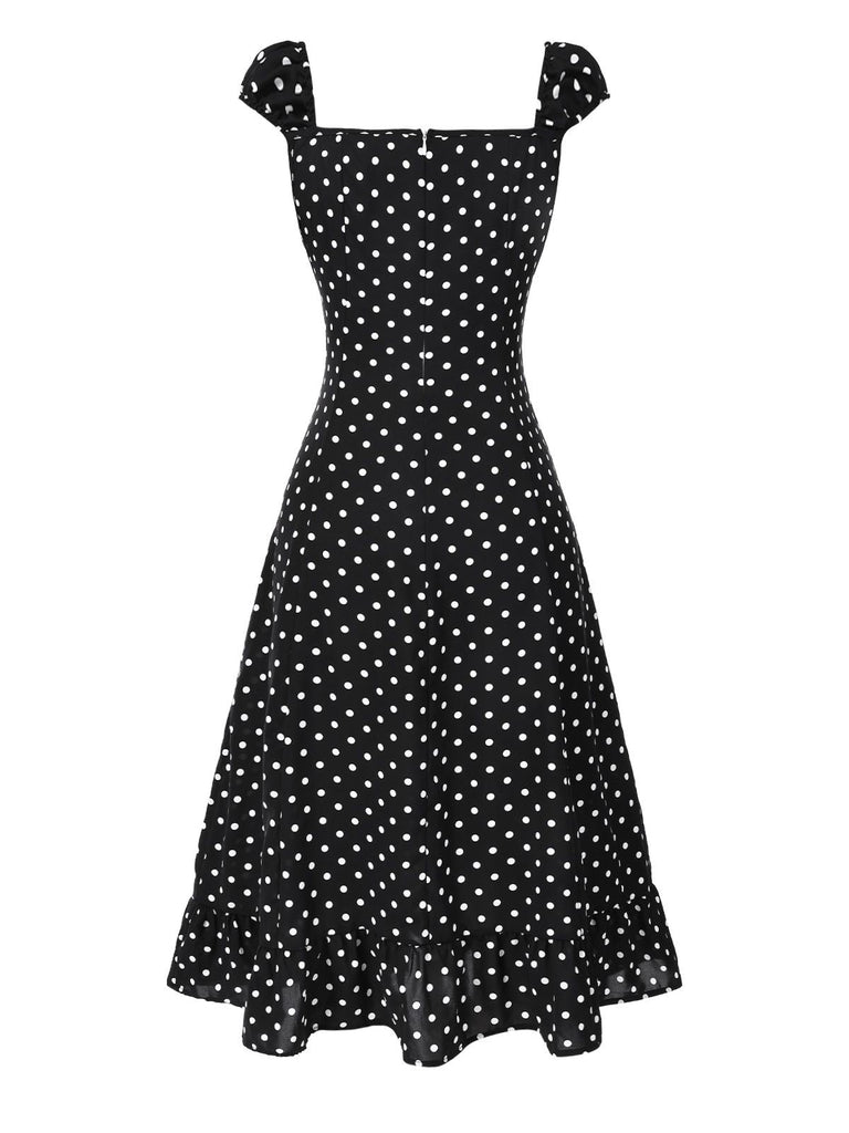 [Prevendita] Abito con volant a pois e scollo quadrato anni '40