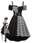 Abito con motivo arlecchino Halloween e corsetto nero anni '50