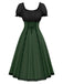 Abito color block con lacci verde anni '40