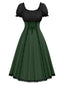 Abito color block con lacci verde anni '40