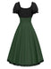 Abito color block con lacci verde anni '40