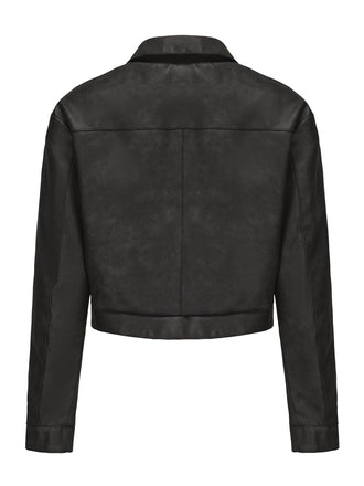 Giacca in pelle con risvolto a maniche lunghe anni '50