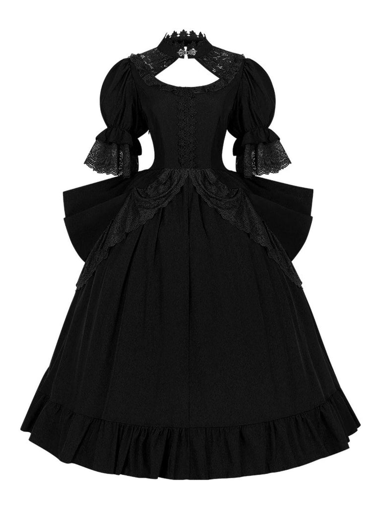 Abito in stile palazzo in pizzo con collo ritagliato anni '50