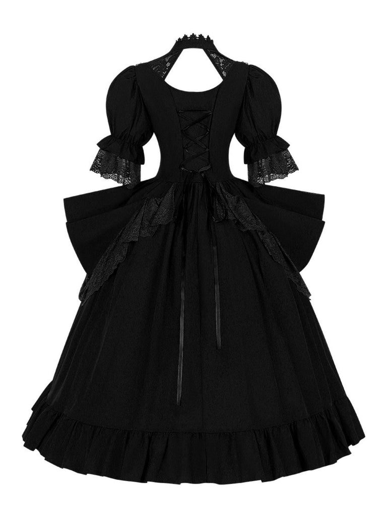 Abito in stile palazzo in pizzo con collo ritagliato anni '50