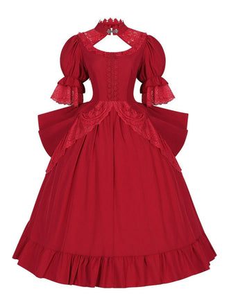 Abito in stile palazzo in pizzo con collo ritagliato anni '50