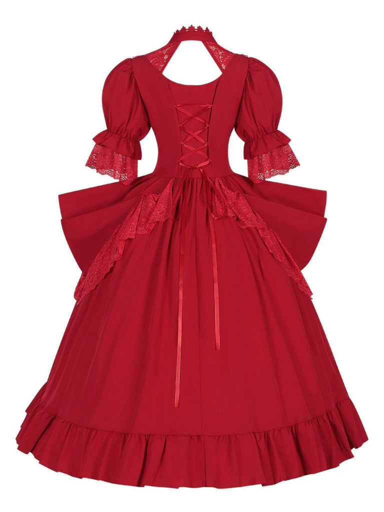 Abito in stile palazzo in pizzo con collo ritagliato anni '50