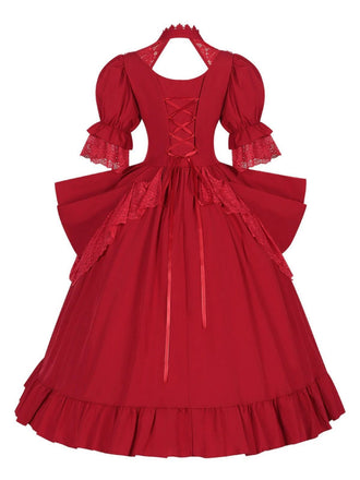 Abito in stile palazzo in pizzo con collo ritagliato anni '50