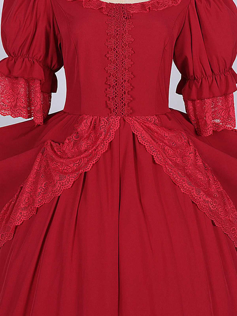 Abito in stile palazzo in pizzo con collo ritagliato anni '50