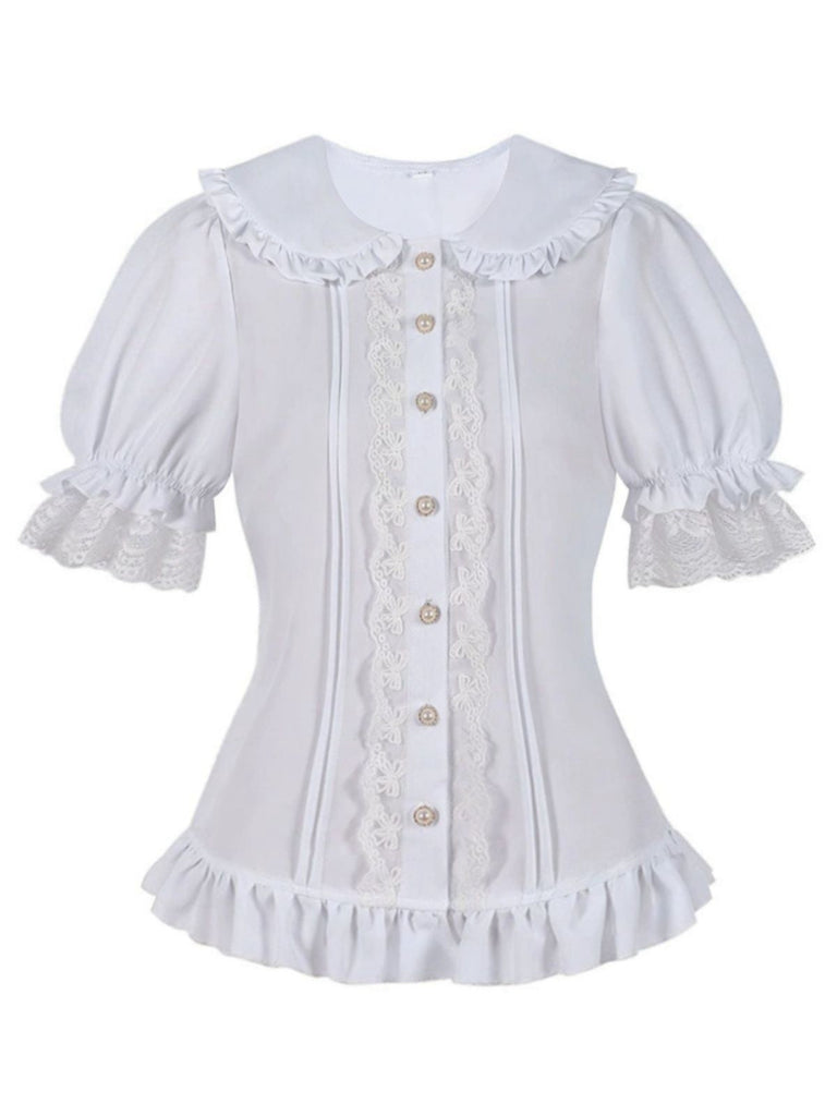 Camicetta Lolita in pizzo volant e colletto Peter Pan anni '50